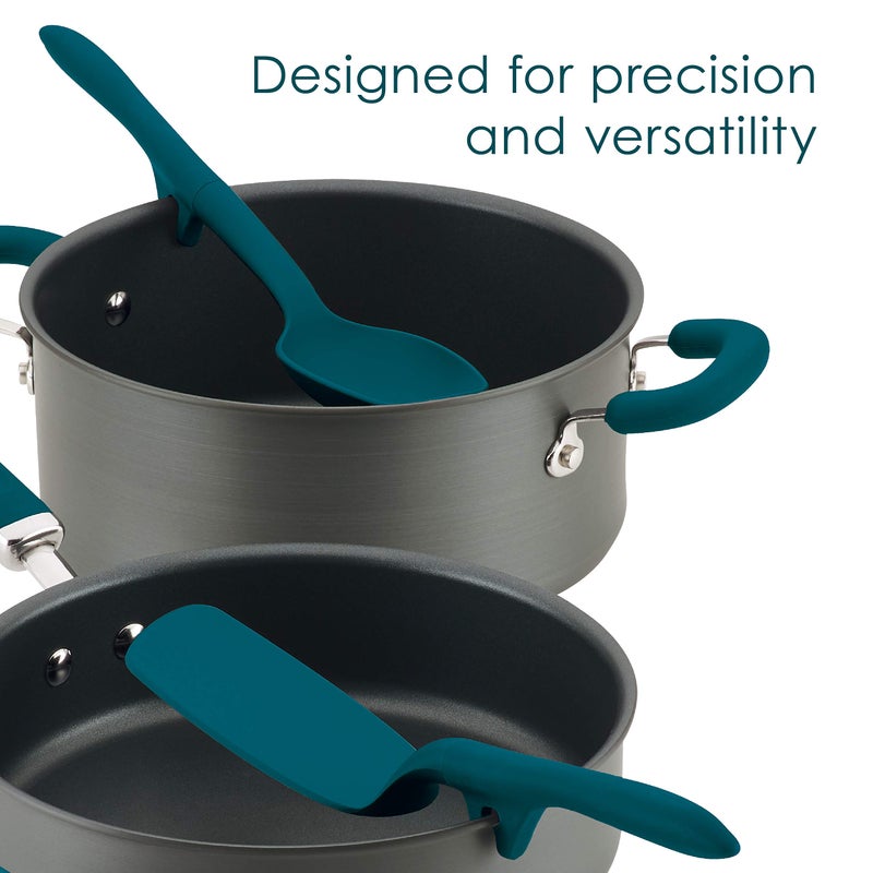 Rachael Ray Tools and Gadgets Spoon, Slotted and Solid Turners Set/ Cooking Utensils - 3 Piece, Teal Blue - Image 4